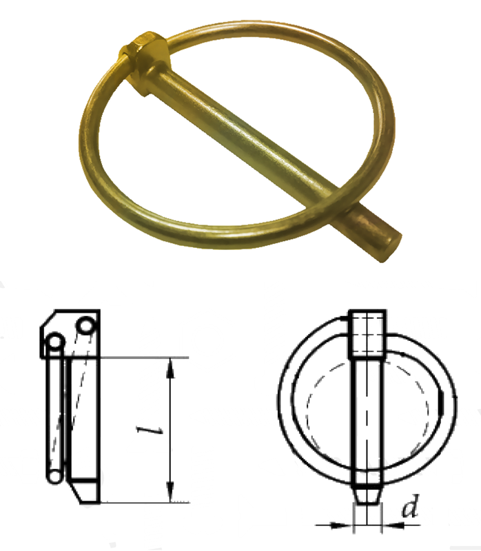 Шплінт з кільцем 6x42 цинк жовтий DIN 11023